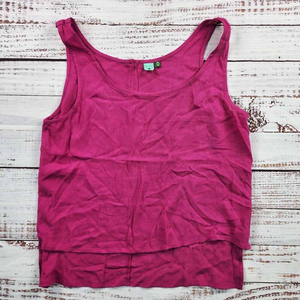 FARM Rio Solid Regatta Layered Tank Top L Magenta High Low Scoop Neck